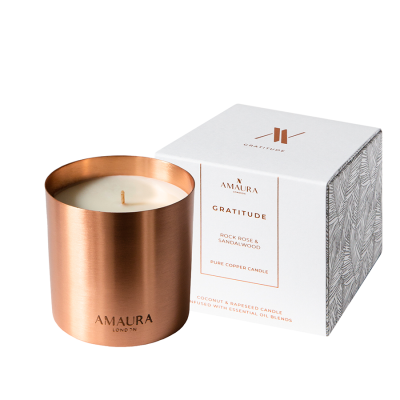 GRATITUDE Rock Rose Sandalwood Copper Candle with Packaging Amaura London 58