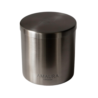 Brushed Stainless Steel Candle Amaura London with Lid Image 58 Available in Ignite Allure Calming Gratitude Tranquillity