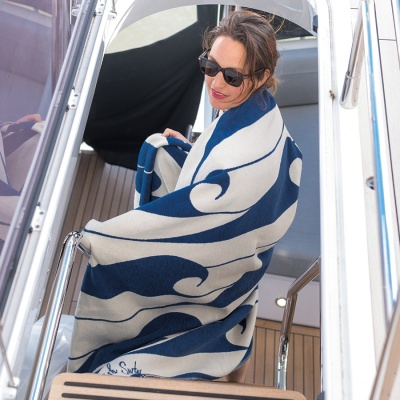 Daymer Blue Recycled Cotton Blanket 900x900