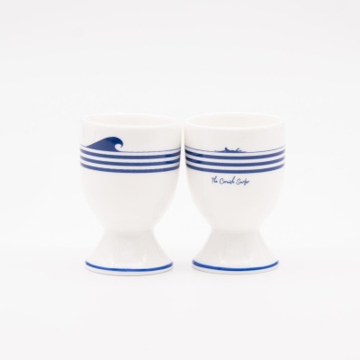 Striped Egg Cups blue white