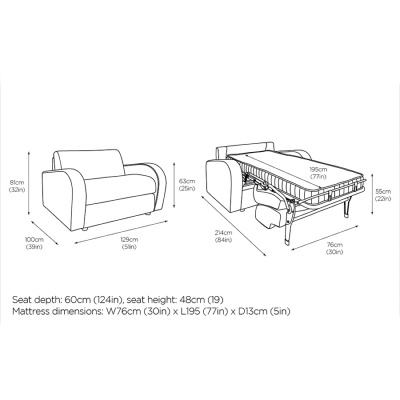 A50318 Sonata Retro Chair Sofa Bed DIMS 900x900