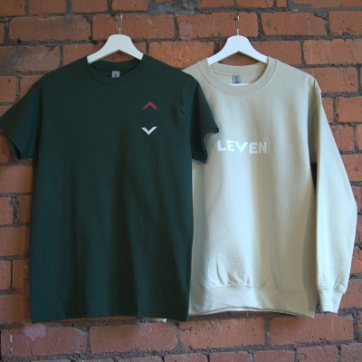 Forest Green T shirt and Sand Jumper