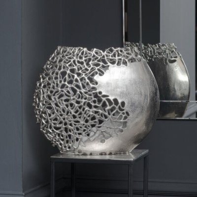 702709 E Apo Coral Ellipse Aluminium Vase