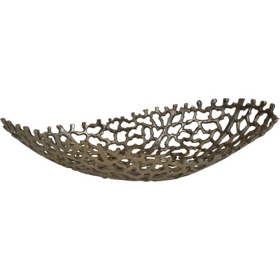 703659 A Aussie Gold Coral Aluminium Ellipse Bowl 26x63x16cm