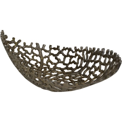703659 B Aussie Gold Coral Aluminium Ellipse Bowl 26x63x16cm