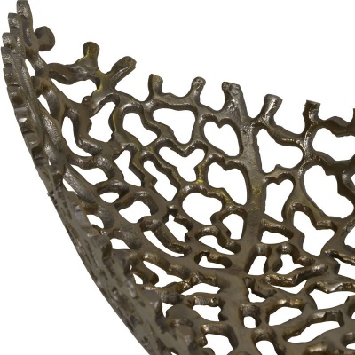 703659 C Aussie Gold Coral Aluminium Ellipse Bowl 26x63x16cm