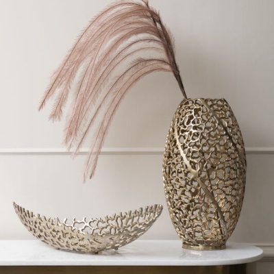 703659 F Aussie Gold Coral Aluminium Ellipse Bowl 26x63x16cm