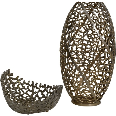 703659 G Aussie Gold Coral Aluminium Ellipse Bowl 26x63x16cm