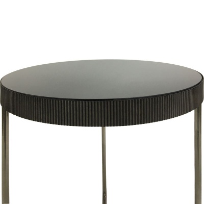 703725 D Knightsbridge Set of 2 Side Tables with Black Tinted Glass