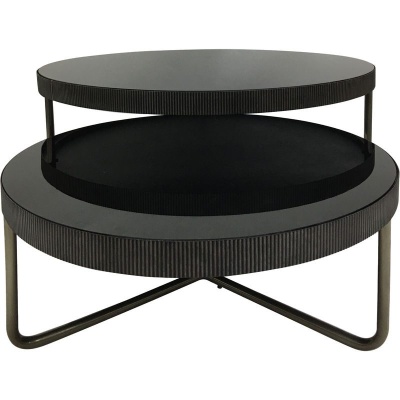703726 A small Libra Knightsbridge Round Coffee Table Set of 2 with Black Tinted Glass