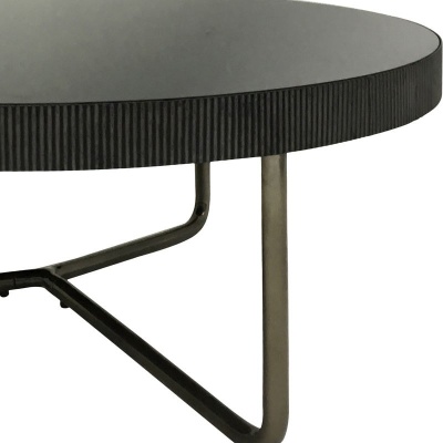 703726 D small Libra Knightsbridge Round Coffee Table Set of 2 with Black Tinted Glass