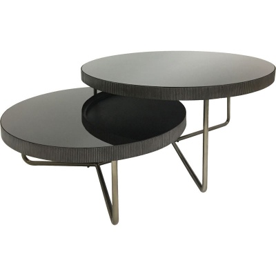 703726 small Libra Knightsbridge Round Coffee Table Set of 2 with Black Tinted Glass