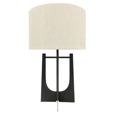 703844 Glenthorpe Hammered Iron Table Lamp Gilded Oak with Irish Linen Shade E27 60 W