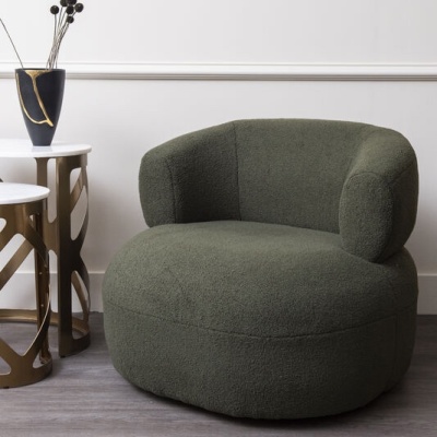 704308 E small Luna Occasional Chair in Boucle Hunter Green
