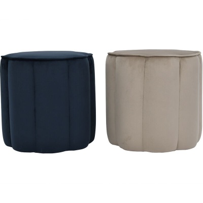 704750 G Scallop Footstool in Royal Blue Velvet