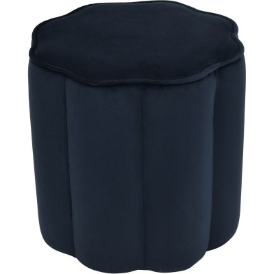 704750 Scallop Footstool in Royal Blue Velvet