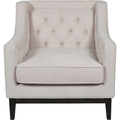 704767 small Theodore Buttoned Armchair in Ivory Fabric