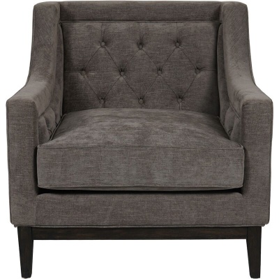 704768 small Theodore Buttoned Armchair in Warm Grey Fabric