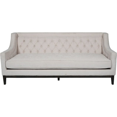 704769 Theodore Buttoned Sofa in Ivory Fabric 200cm