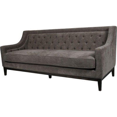 704770 A small Theodore Buttoned Sofa in Warm Grey Fabric 200cm