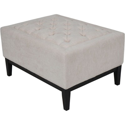 704771 A Theodore Buttoned Stool in Ivory Fabric 81x61cm