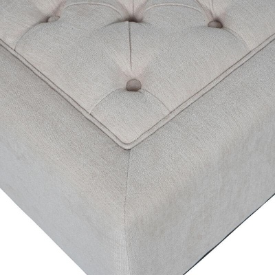 704771 C Theodore Buttoned Stool in Ivory Fabric 81x61cm