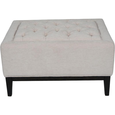 704771 Theodore Buttoned Stool in Ivory Fabric 81x61cm