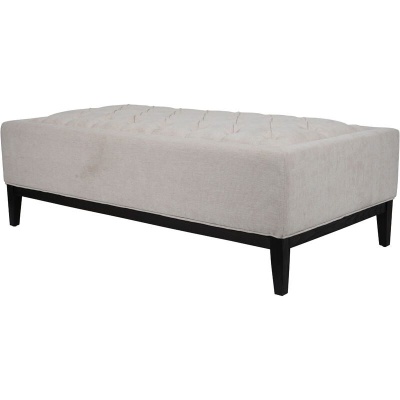 704773 A Theodore Buttoned XL Ottoman in Ivory Fabric 140x76cm