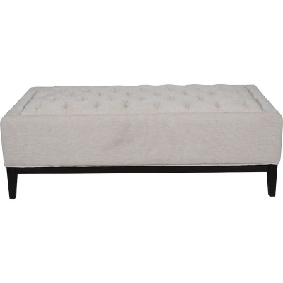 704773 Theodore Buttoned XL Ottoman in Ivory Fabric 140x76cm