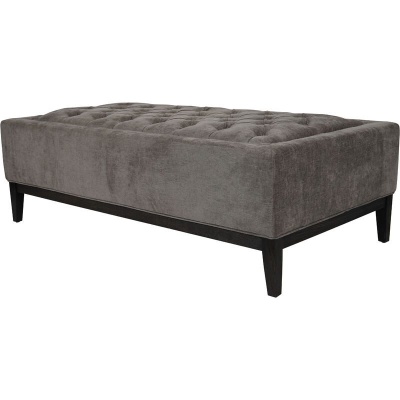 704774 A Theodore Buttoned XL Ottoman in Warm Grey Fabric 140x76cm