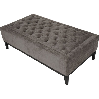 704774 B Theodore Buttoned XL Ottoman in Warm Grey Fabric 140x76cm
