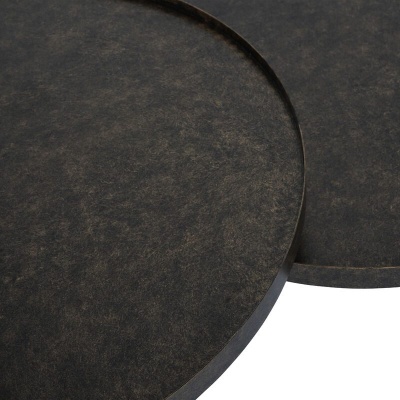 704788 C Sandbanks Set of 2 Iron Coffee Tables in Rustic Antique Goldl