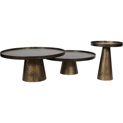 704788 G Sandbanks Set of 2 Iron Coffee Tables in Rustic Antique Gold