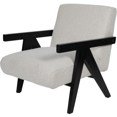 704844 A San Diego Wooden Frame Cream Boucle Armchair