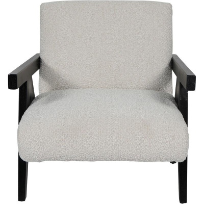 704844 San Diego Wooden Frame Cream Boucle Armchair