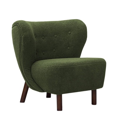 704847 A small Lewis Wingback Occasional Chair Hunter Green Boucle
