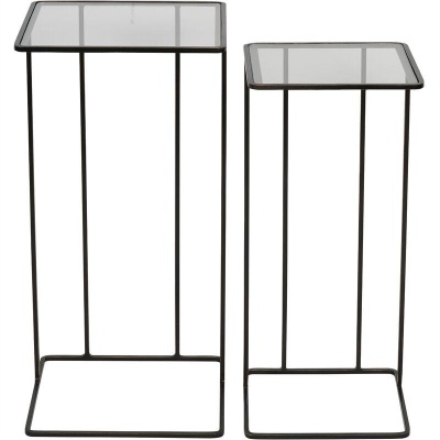 704980 A Salzburg Set of 2 Glass and Metal Side Tables Dk Bronze