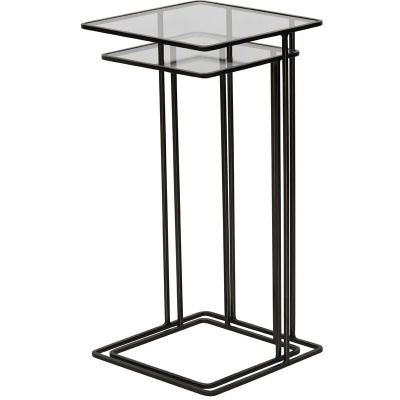 704980 B Salzburg Set of 2 Glass and Metal Side Tables Dk Bronze