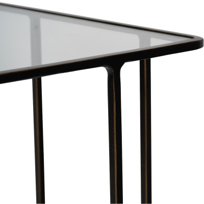 704980 D Salzburg Set of 2 Glass and Metal Side Tables Dk Bronze
