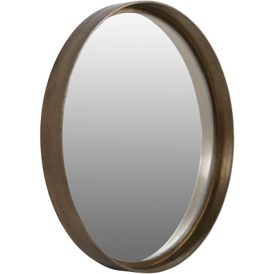 705097 A Oslo Brass Textured Round Mirror 100cm