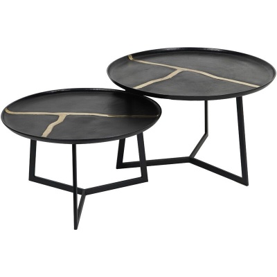 705099 Arizona Set of Two Textured Aluminium Coffee Tables
