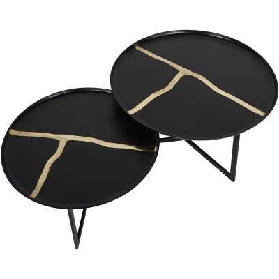 705099 B Arizona Set of Two Textured Aluminium Coffee Tables