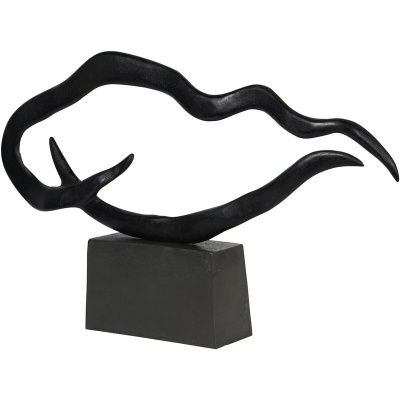 705105 A Isla Large Textured Black Aluminium Abstract Sculpture