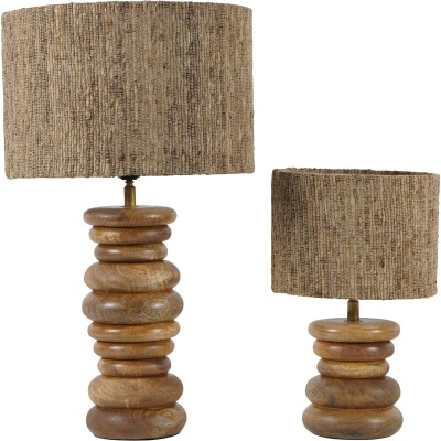 705188 G Leon Solid Wood Table Lamp with Silk Jute Shade Small