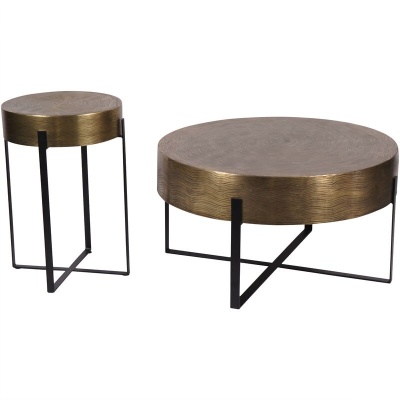 705231 G Santa Cruz Etched Brass Finish Side Table 40cm