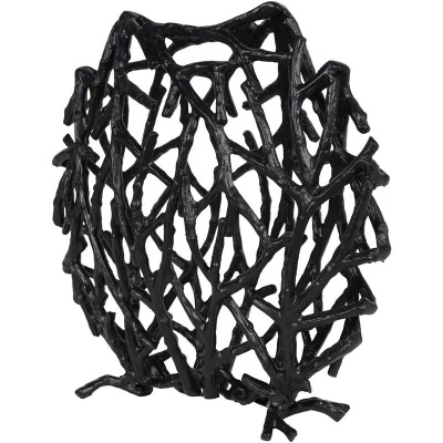 705336 A Twig Sculpture Disc Vase Black