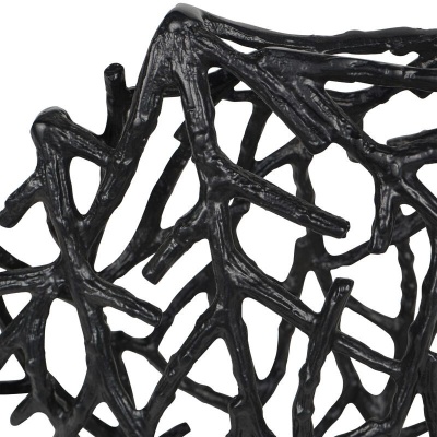 705336 C Twig Sculpture Disc Vase Black
