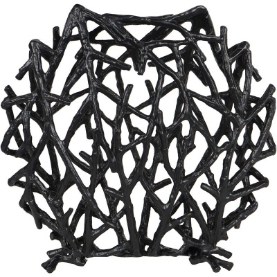705336 Twig Sculpture Disc Vase Black