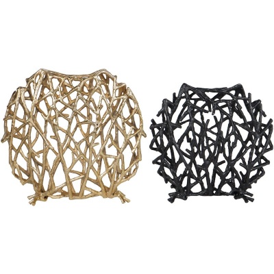 705337 G Twig Sculpture Disc Vase Gold