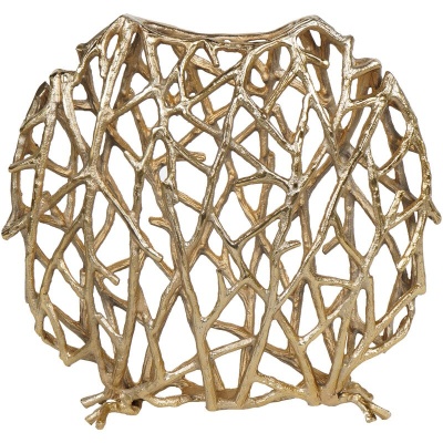 705337 Twig Sculpture Disc Vase Gold